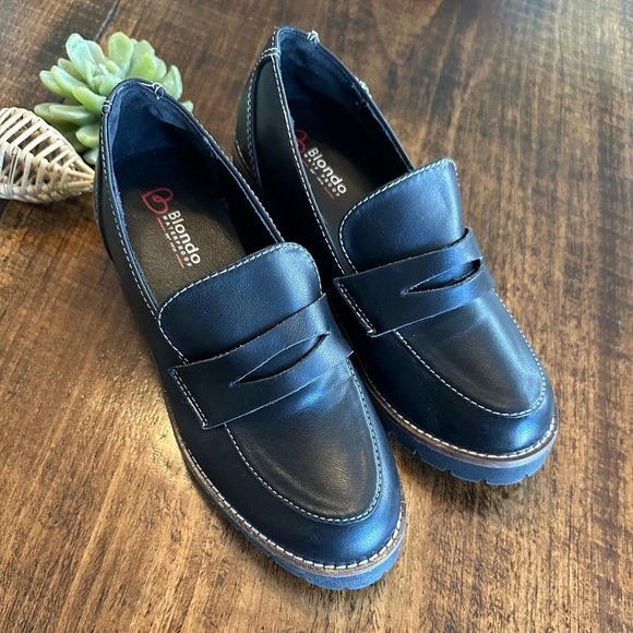 Blondo | Daina Lug Wedge Sole Genuine Leather Loafer, Black, Size 8 - Picture 2 of 8